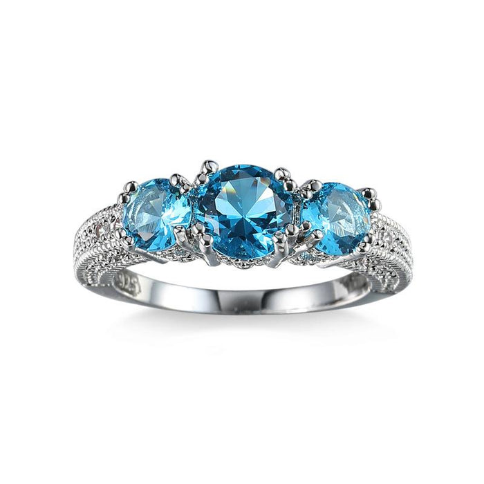 New Fashion White Blue Zircon Ring