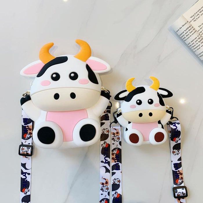 Cartoon Diagonal Bag Cow Backpack Silicone Coin Purse