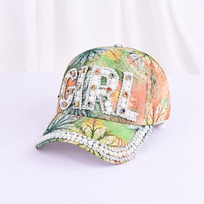 Summer Women's Maple Leaf Lace Handmade Beads Baseball Cap