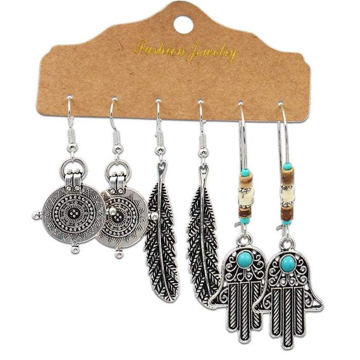 3 pairs/set Earrings Bohemian Style Jewelry X0X36196