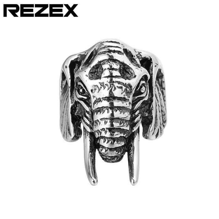 Retro Thai Elephant Men's Titanium Steel Ring