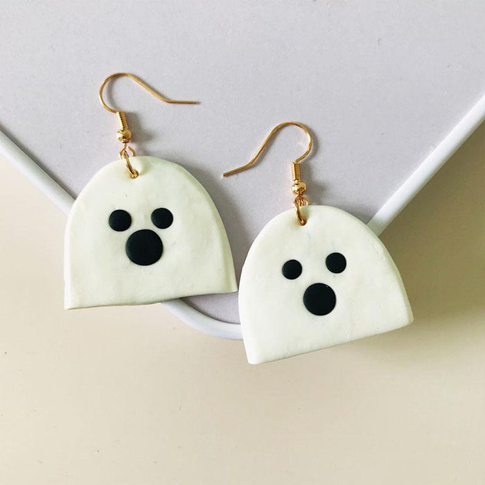 Creative Ghost Soft Ceramic Earrings Eyes Moon Clay Clay Student Earrings