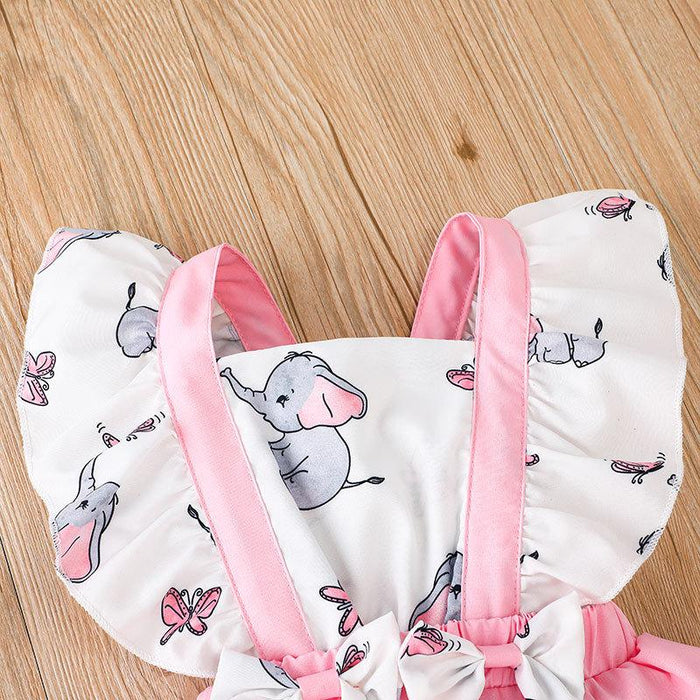 Baby Girls Elephant Print Jumpsuit With Headband