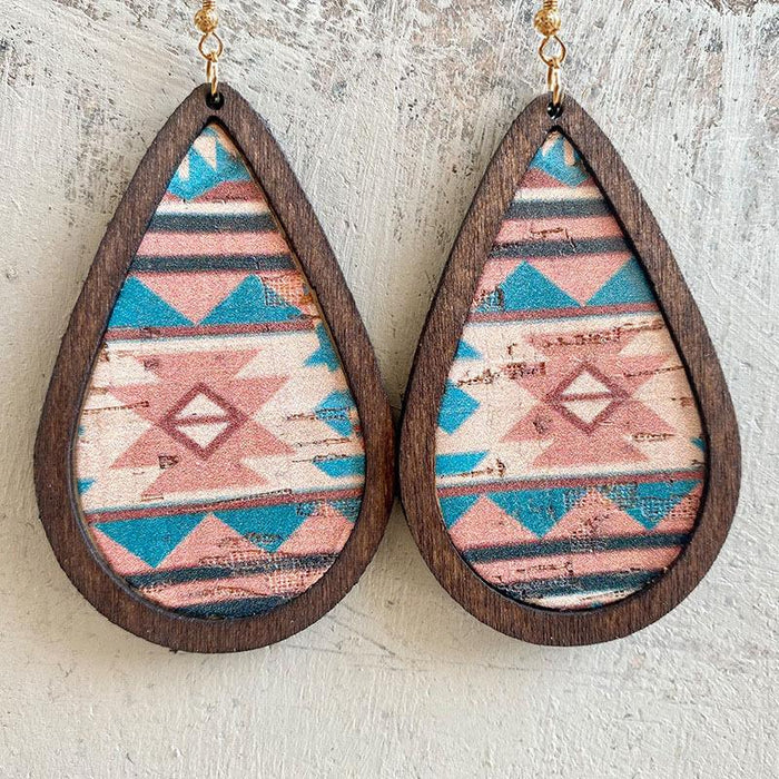 Simple Fashion Western Denim Wooden Women's Earrings