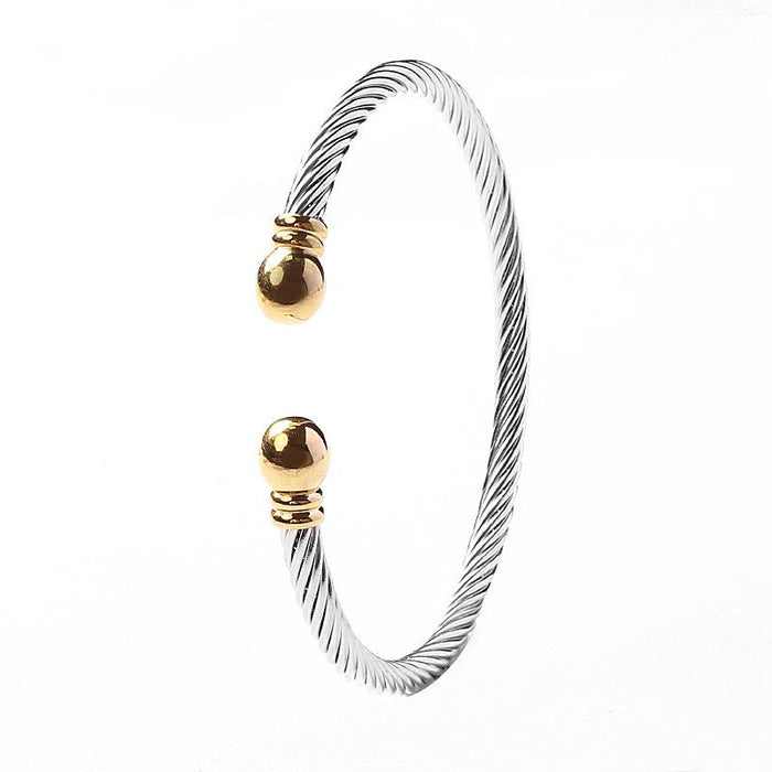 New Simple Twisted Wire Round Head Titanium Steel Bracelet Bangle