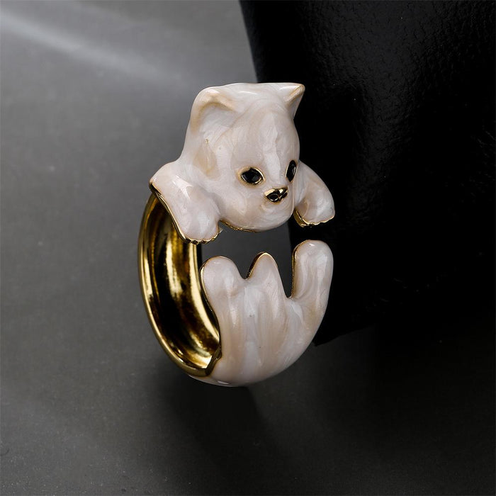 New Personality Kitten Gold Color Open Ring
