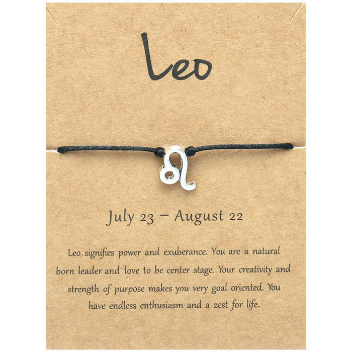 Twelve Constellations Bracelet Constellation Card Adjustable Black Rope Bracelet