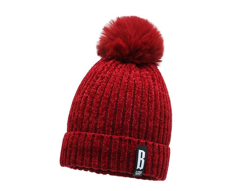 Winter Hats for Woman Thicker Beanies Chenille Ball Knitted Cap