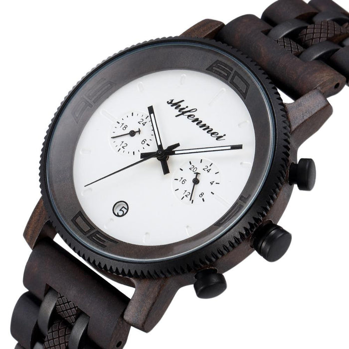 2022 New Men's Fashion Alloy Room Wooden Quartz Watch