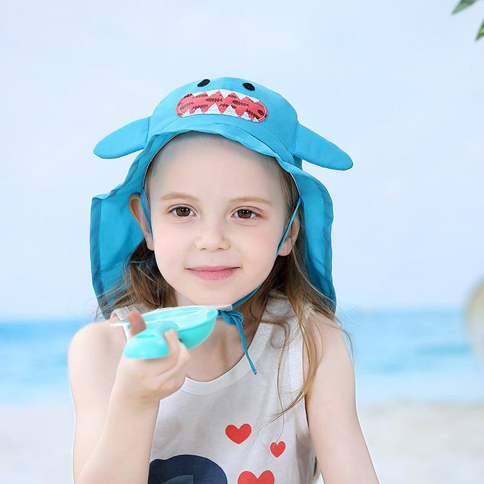 Cartoon Shark Outdoor Beach Sunscreen Children's Shawl Hat