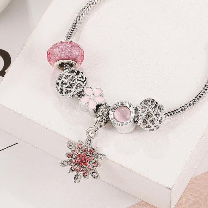 Snowflake pendant glass DIY diamond dripping Bracelet