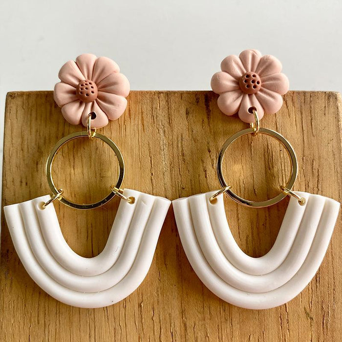Handmade Flower Shaped Polymer Clay Earrings