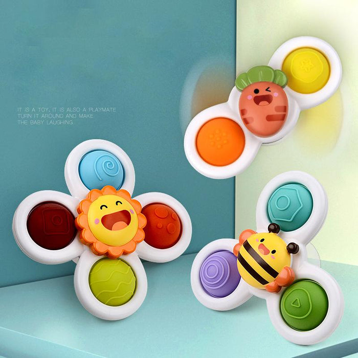 3 Piece Boy Kids Bath Suction Cup Spinning Toys