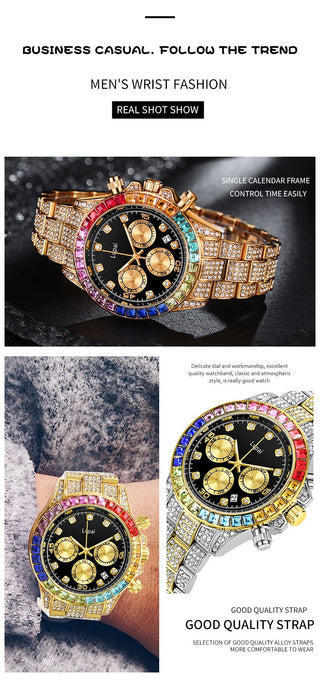 Lvpai Brand Men Watch Women Iced Out Diamond Hip Hop Fashion Large Dial Calendar Lover Ladies Quartz Wrist Watch Montre Femme