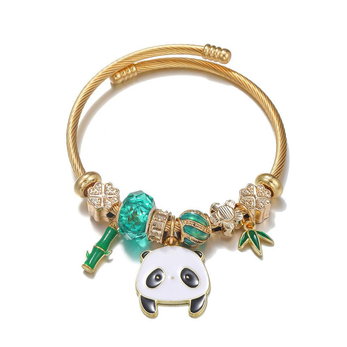 DIY Stainless Steel Titanium Steel Bracelet Green Series Panda
