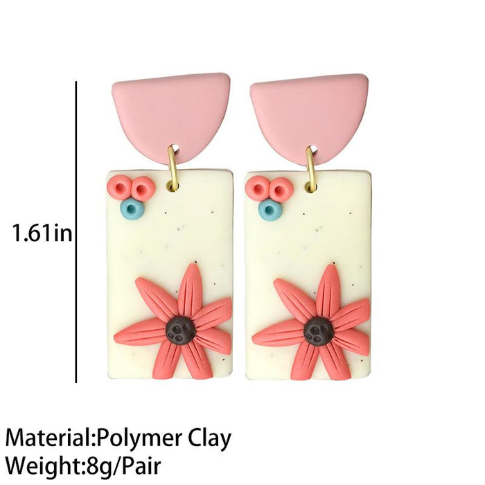 Polymer Clay Soft Pottery Earrings Hand Carved Modern Popular Jewelry