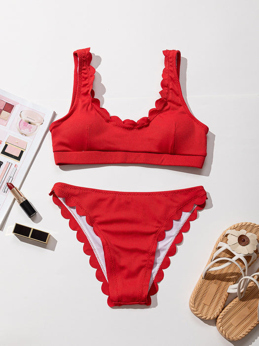 Laser Flower Fashion Split Tight Height Elastic Bikini