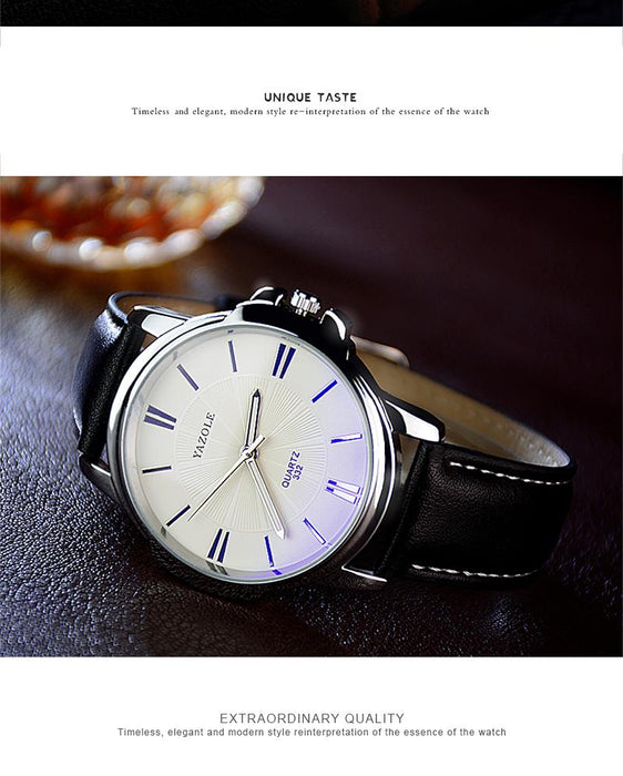 Mens Watches Luxury Blue Glass Waterproof Wristwatch
