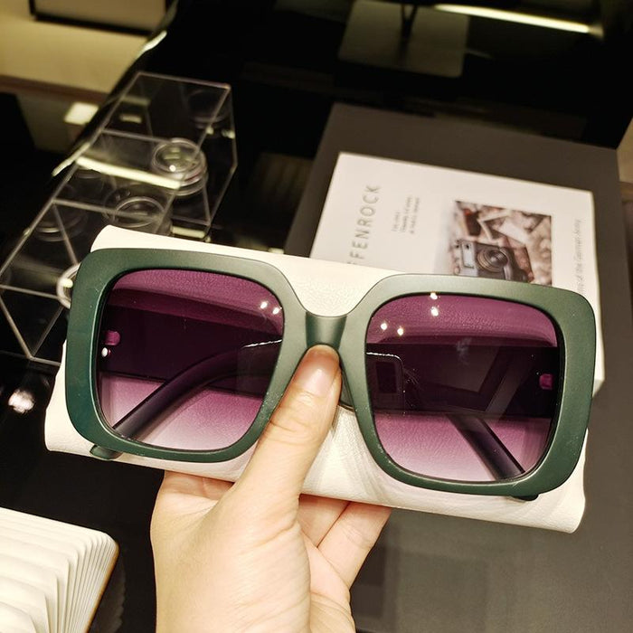 Multicolor Large Square Plain Retro Sunglasses