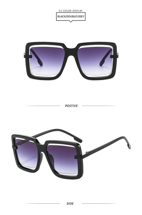 Hollow out large frame sunglasses