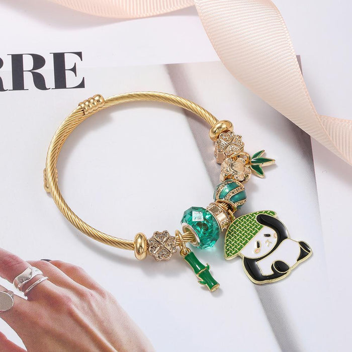 DIY Stainless Steel Titanium Steel Bracelet Green Series Panda