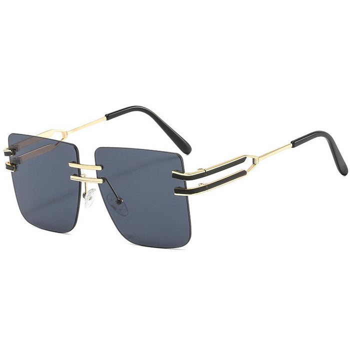 Large frame square metal sunglasses