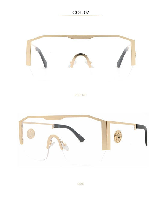 Large frame one piece metal men's and women's Sunglasses