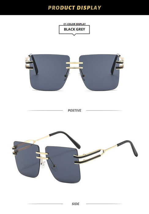 Large frame square metal sunglasses