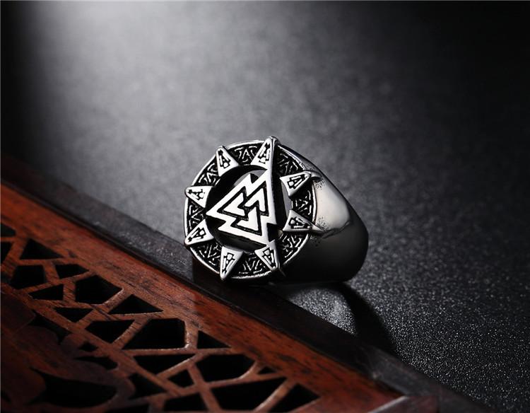 Nordic Viking Triangle Symbol Men's Titanium Steel Ring