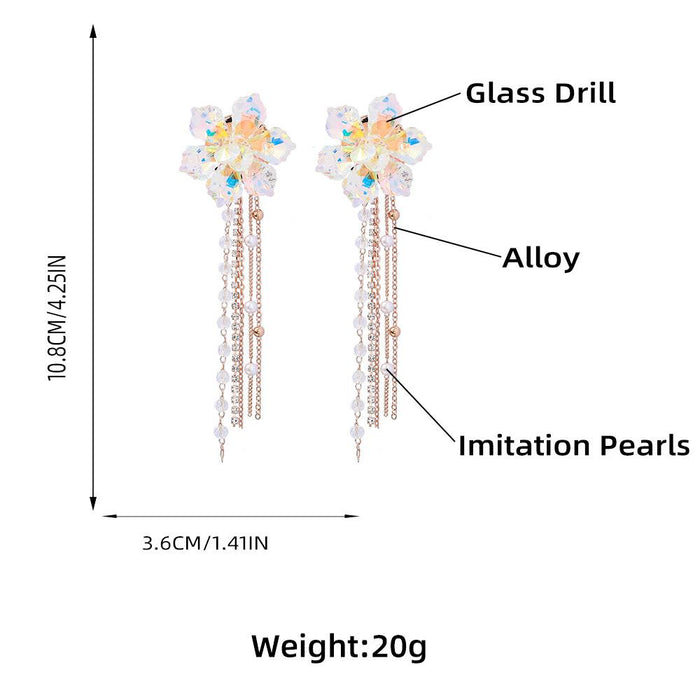 Women's Fashion Alloy Acrylic Flower Tassel Earrings