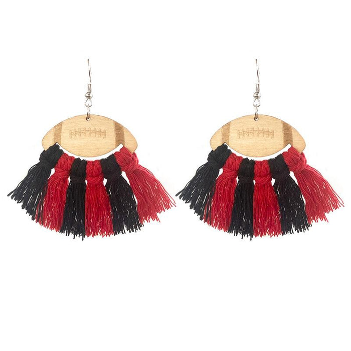 Vintage Braided Wooden Tassel Earrings for Women