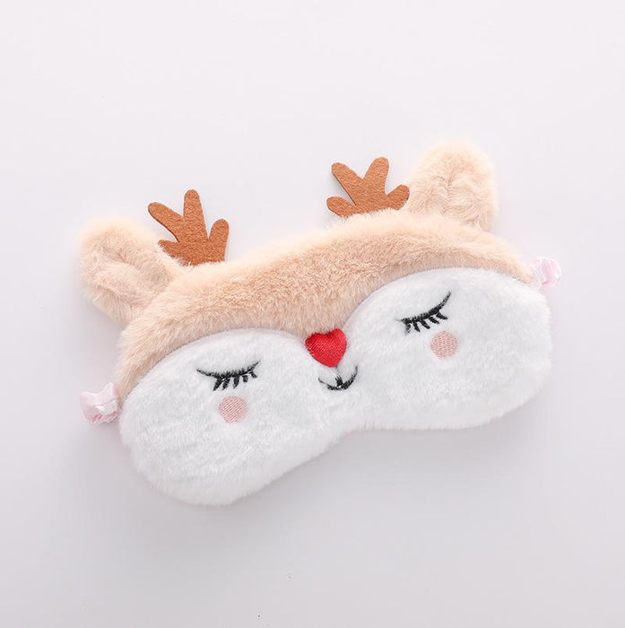 Cartoon Cute Embroidered Elk Fox Shade Blindfold Eye Mask