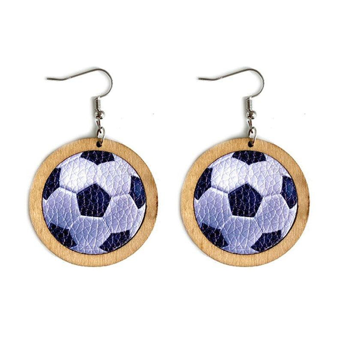 Fashion Personality Baseball Volleyball Leather Wooden Women Earrings