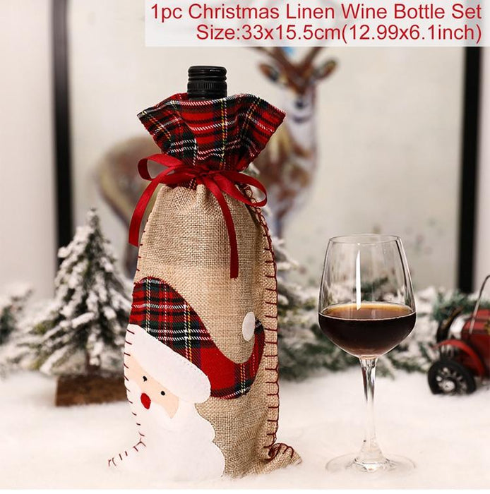 Christmas Decorations For Home Santa Claus Wine Bottle Cover