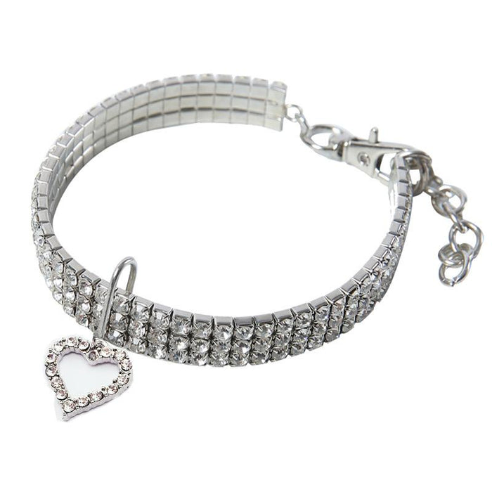 Pet Collar Rhinestone Elastic Necklace with Pendant