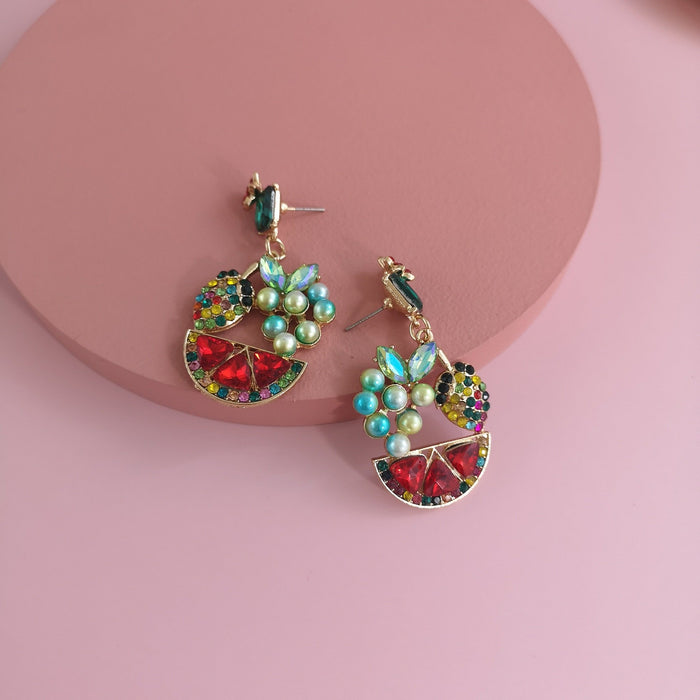 New Hollow Out Pearl Imitation Earrings Accessories Inlaid Rhinestone