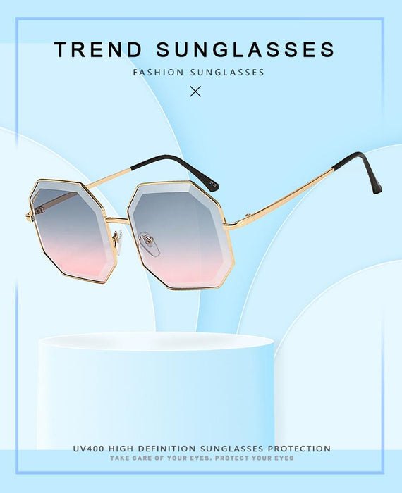 Irregular trimming large frame metal sunglasses