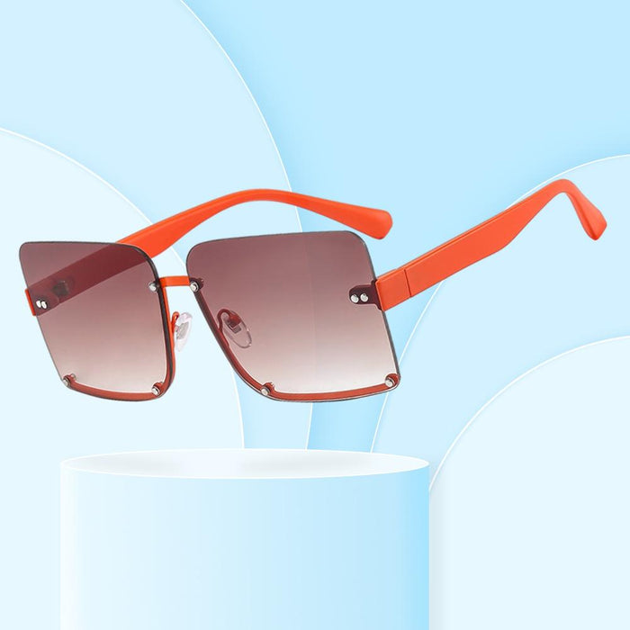 Half frame square Sunglasses Retro