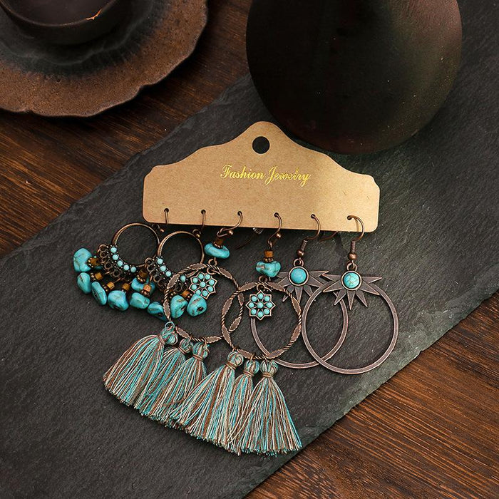 3 pairs/set Earrings Bohemian Style Jewelry  X0X36202