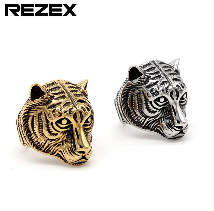 Personalized Tiger Head Men's Titanium Steel Ring Animal Ring