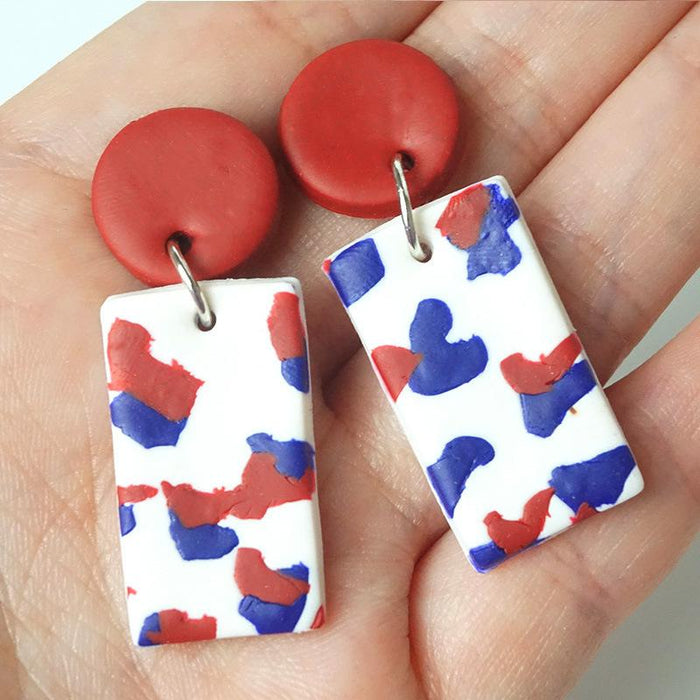 Peach Heart Flag Color Matching Unique Clay Earrings