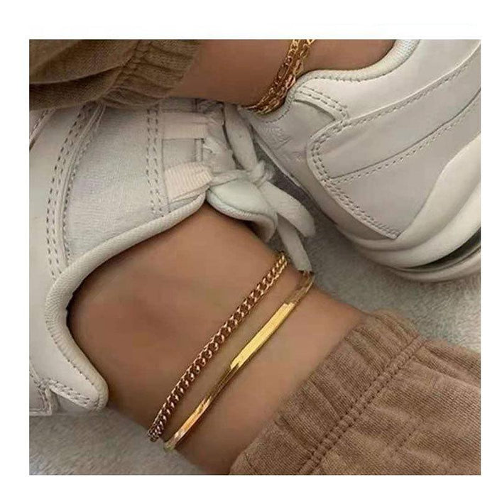 Geometric Golden Simple Personalized Female Anklet