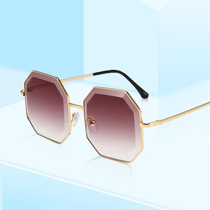 Irregular trimming large frame metal sunglasses