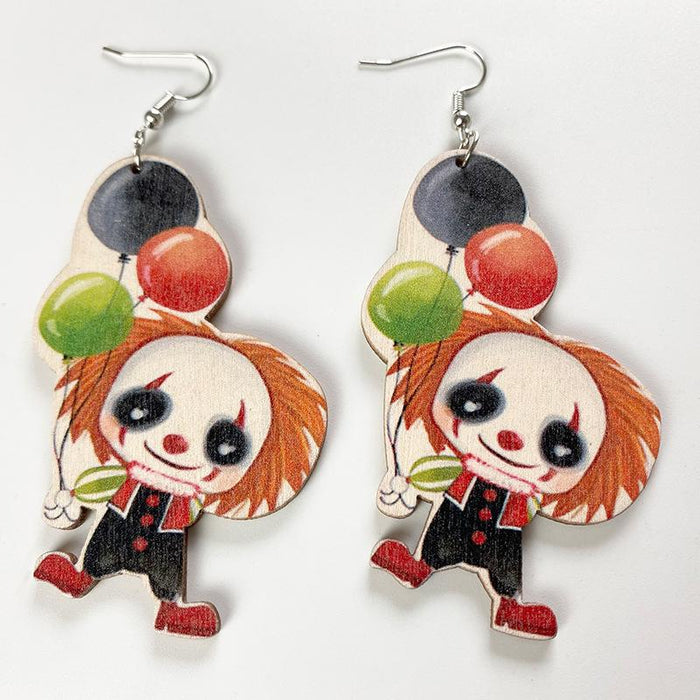 New Creative Cartoon Personality Ladies Wooden Earrings