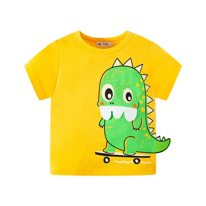 Children's cartoon dinosaur top medium and small children's round neck sweater