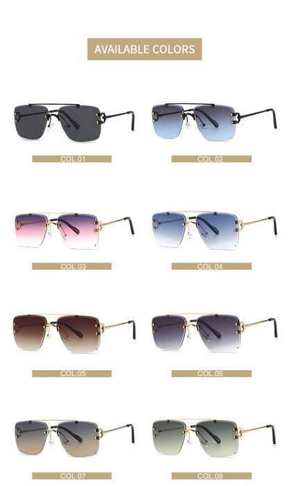 Men's and women's square metal double beam Sunglasses