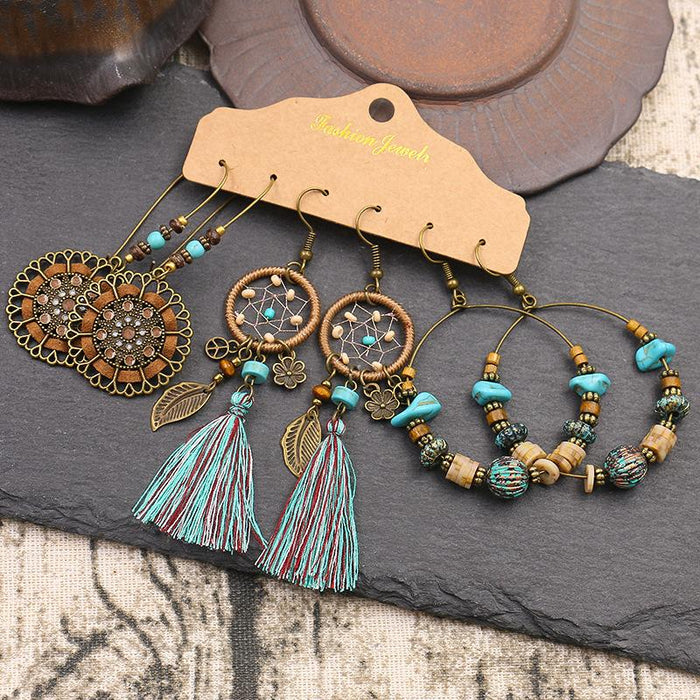 3 pairs/set Earrings Bohemian Style Jewelry X0X36204