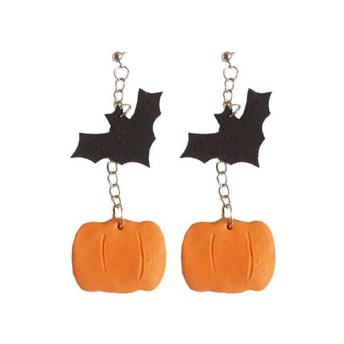 Ghost Ghost Pumpkin Bat Cat Moon Clay Earrings Jewelry