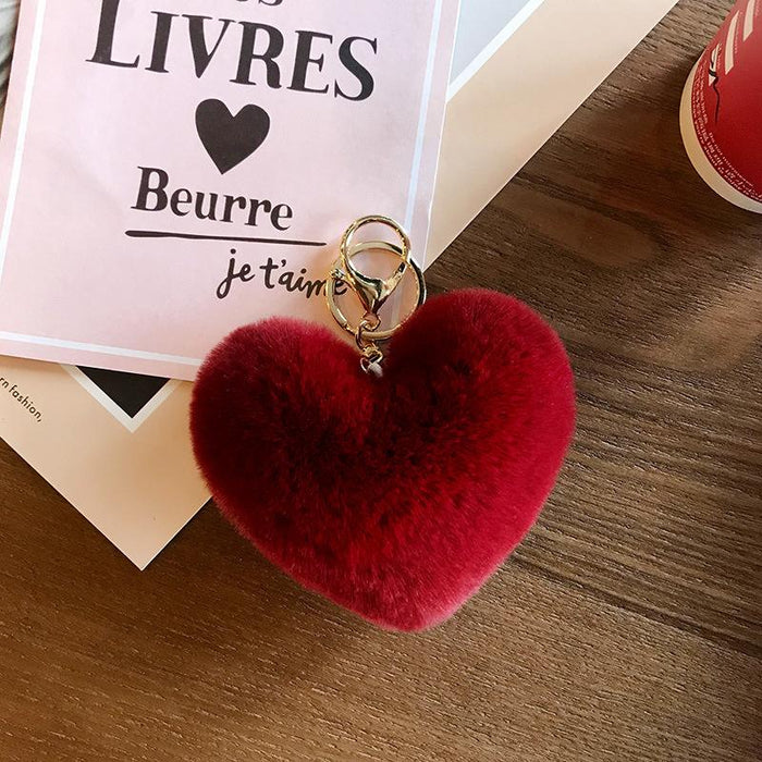 Love Wool Ball Metal Key Chain Car Pendant Women's Bag Pendant