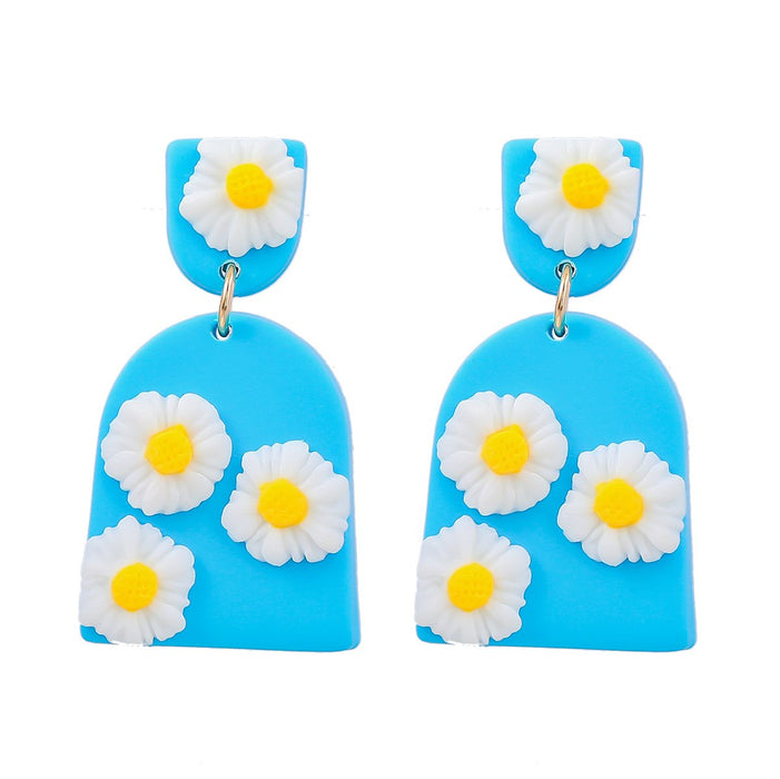 Trendy Simple Geometric Resin Daisy Earrings
